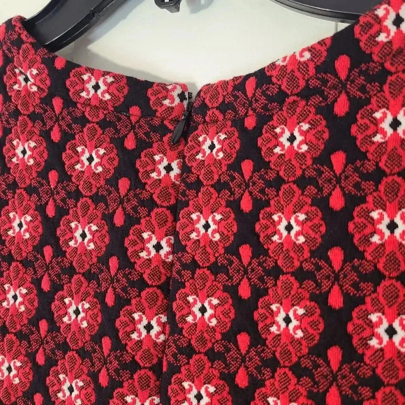 LOFT Scroll Floral Jacquard Shift Dress In Red And Black - Women Size: M - Picture 6 of 8